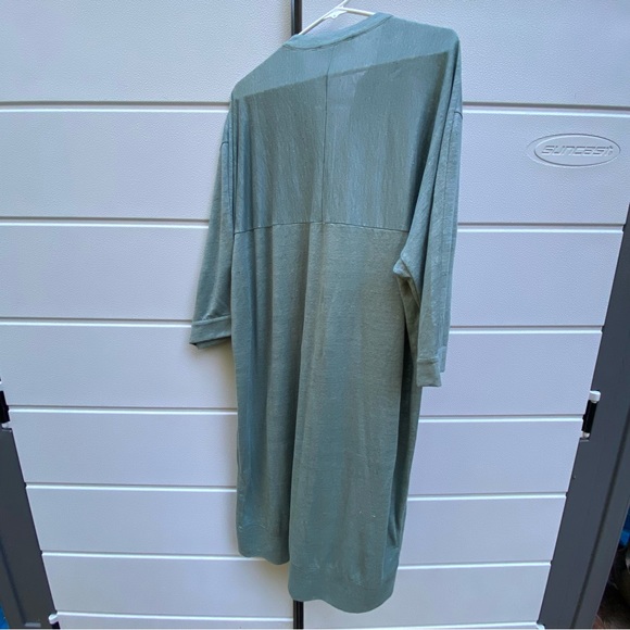 Hessnatur x About You 100% Linen Green Midi Dress XL Made in Lithuania V Neck - Picture 2 of 9